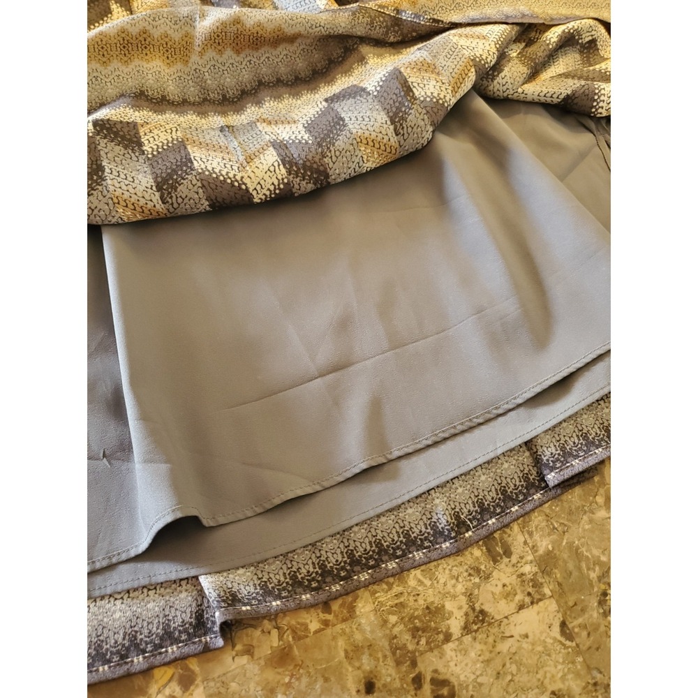 Talbots Skirt Sz 10 Midi Pleats Gray Brown Beige Side Zip Academia Office Work - Picture 6 of 9